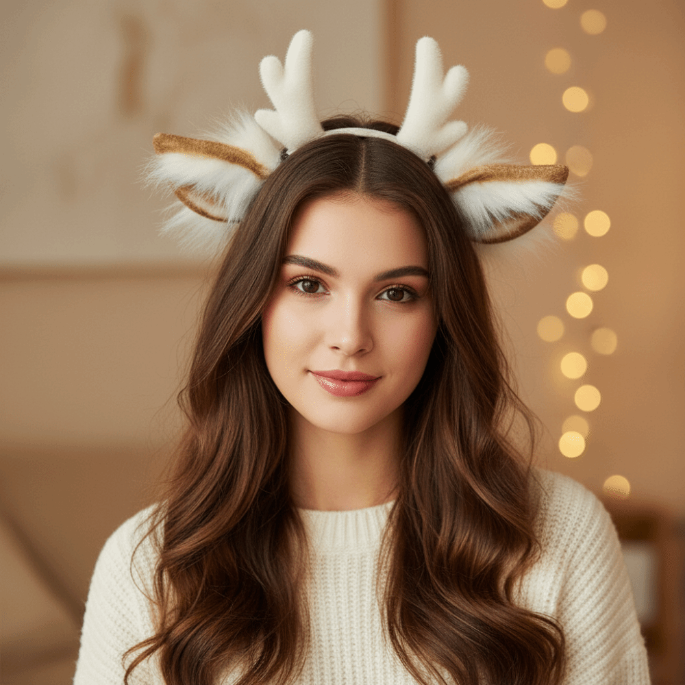 Reindeer Antlers Headband - عصابة رأس بقرون الغزال مصنوعة يدويًا،