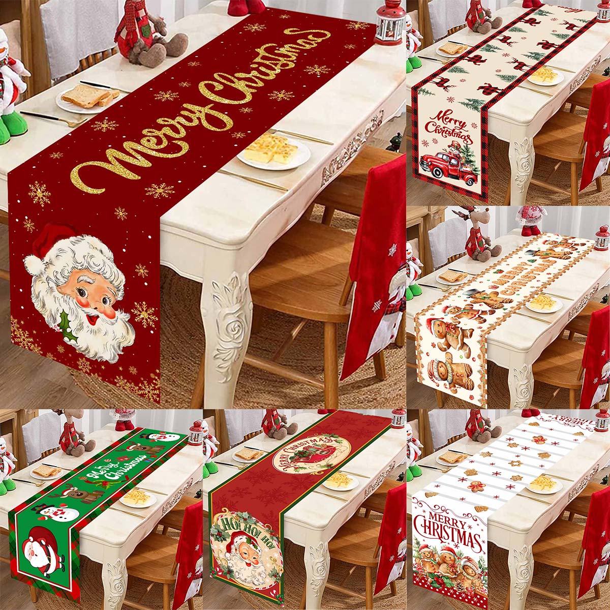 Christmas Table Runner - عيد الميلاد سانتا كلوز البوليستر الجدول