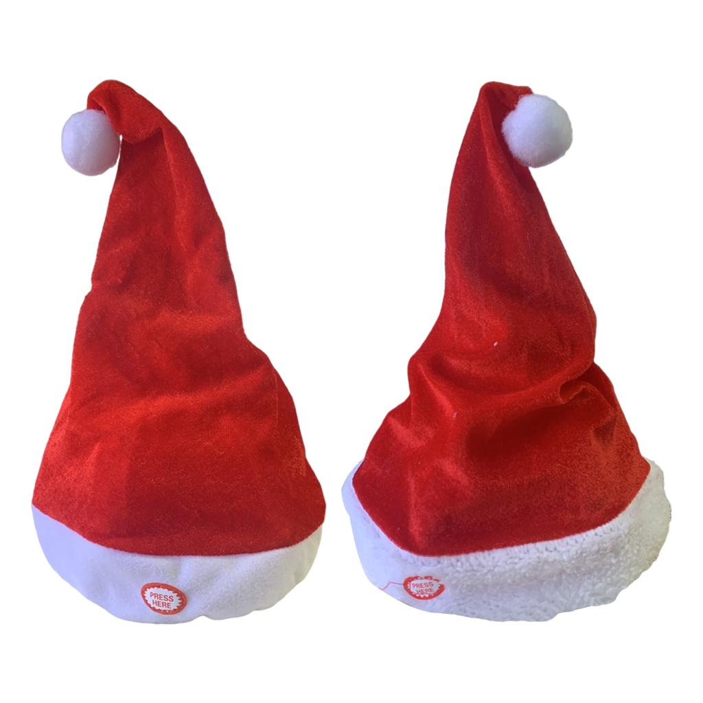 Santa Hat Plush - الغناء الرقص سانتا قبعة للبالغين ،
