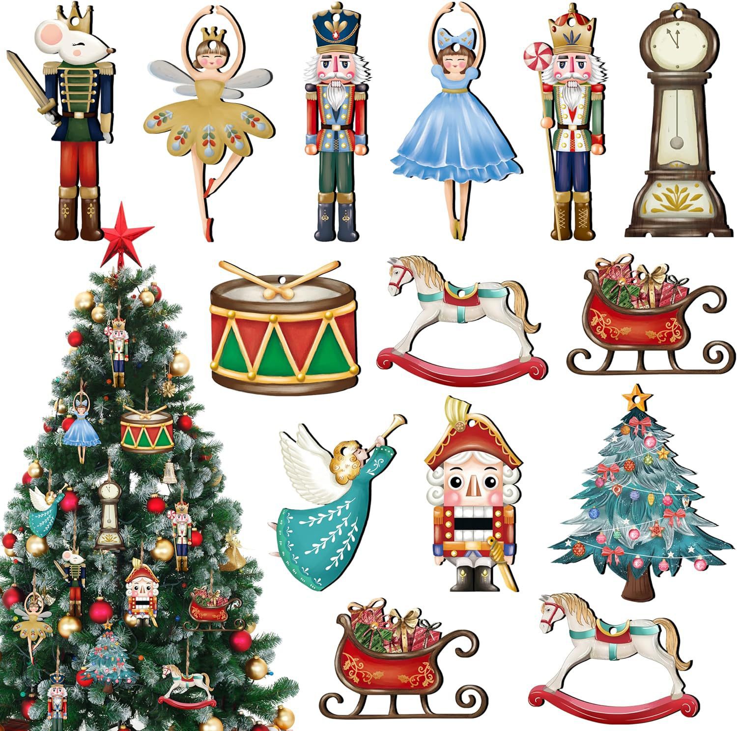 Nutcracker Figurine - 12 قطعة/المجموعة كسارة البندق الخشبية دمية