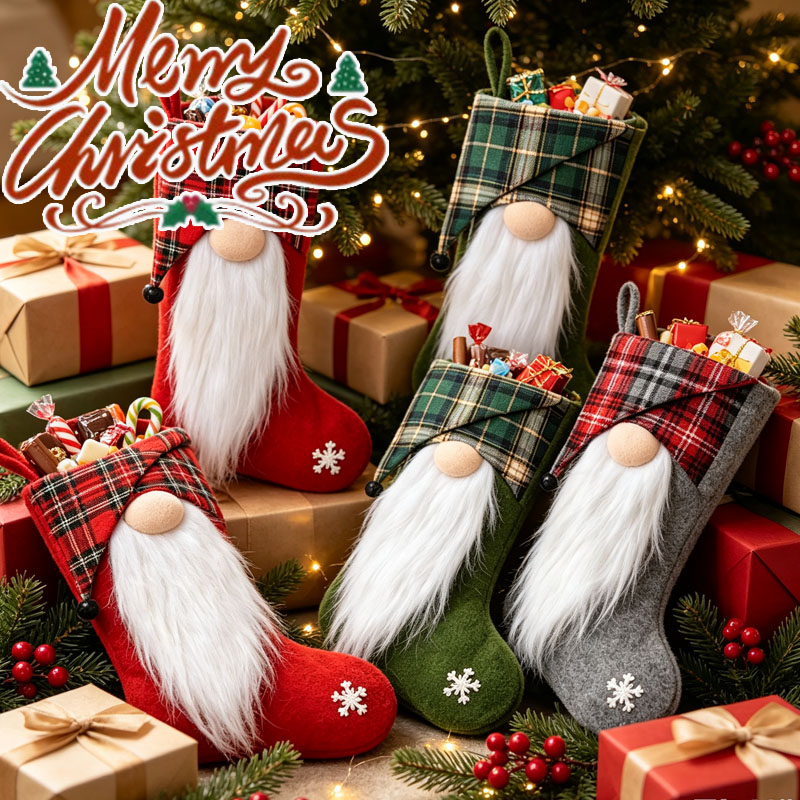 Christmas Stocking Hanging - 1-4 قطع من أكياس هدايا عيد