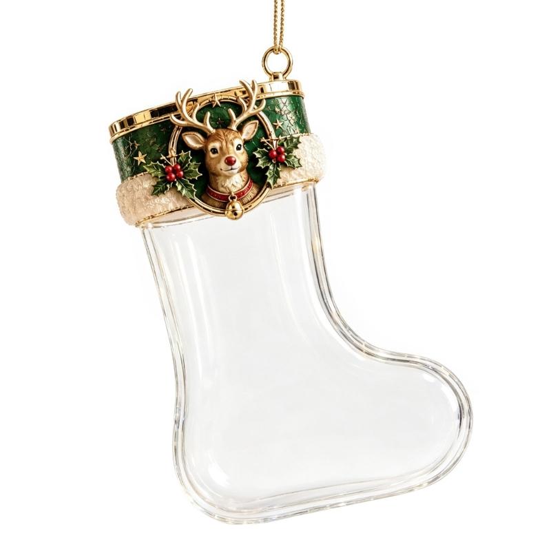E8BD زينة عيد الميلاد الشفافة  - مراجعة Christmas Stocking Hanging وسعره