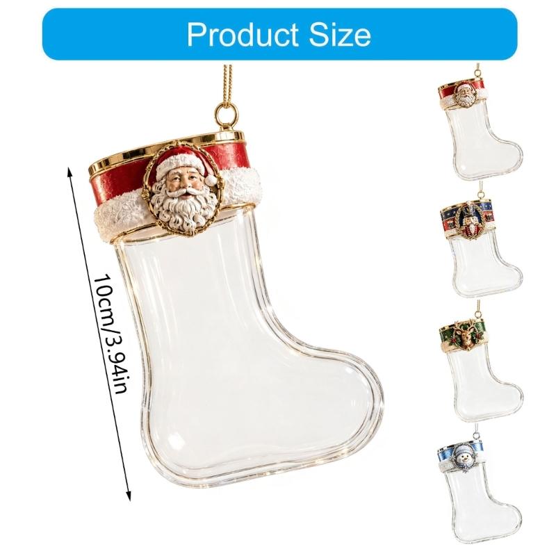 E8BD زينة عيد الميلاد الشفافة  - مراجعة Christmas Stocking Hanging وسعره