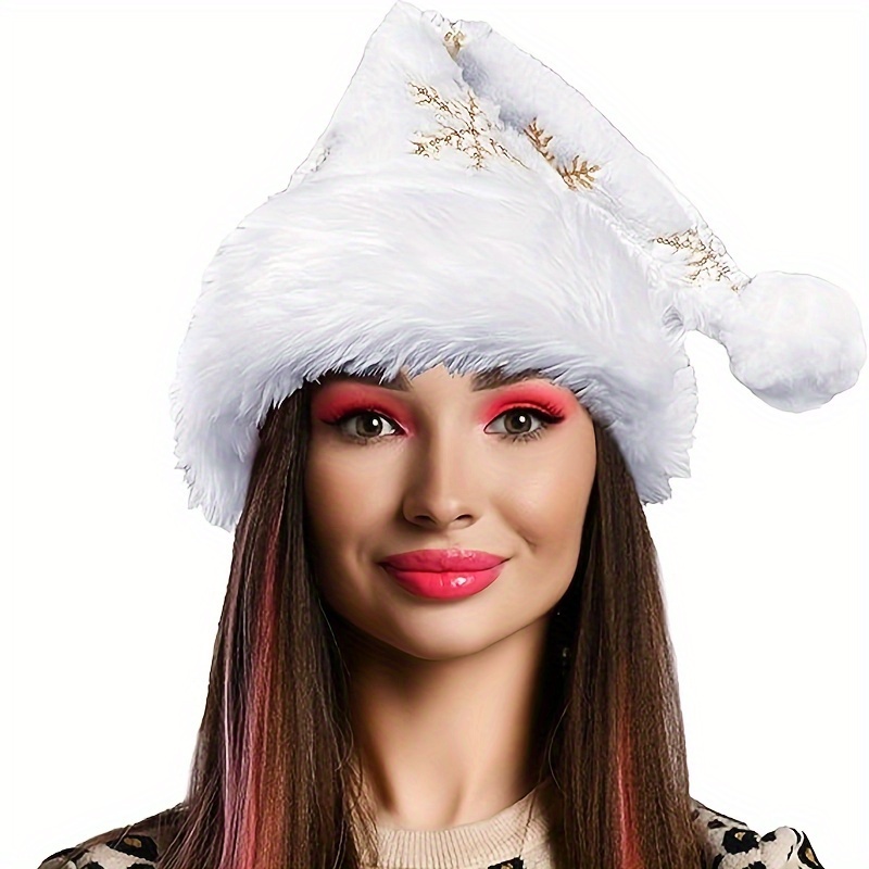قبعة سانتا بيضاء مزينة بندف ثل - مراجعة Santa Hat Plush وسعره