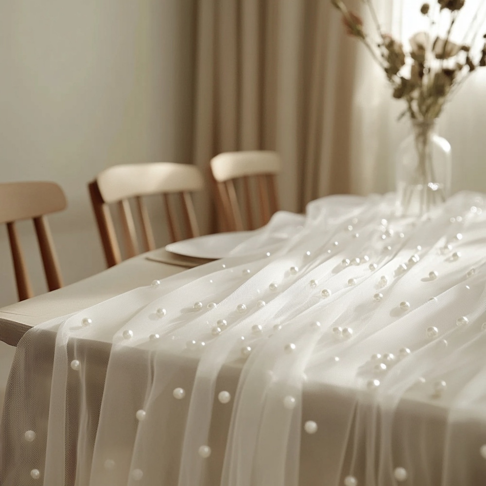 مفرش طاولة من الشيفون اللؤلؤي  - مراجعة Christmas Table Runner وسعره
