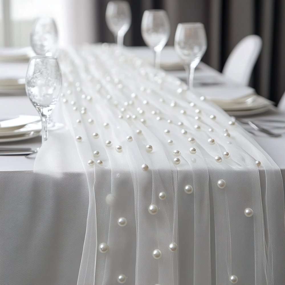 مفرش طاولة من الشيفون اللؤلؤي  - مراجعة Christmas Table Runner وسعره