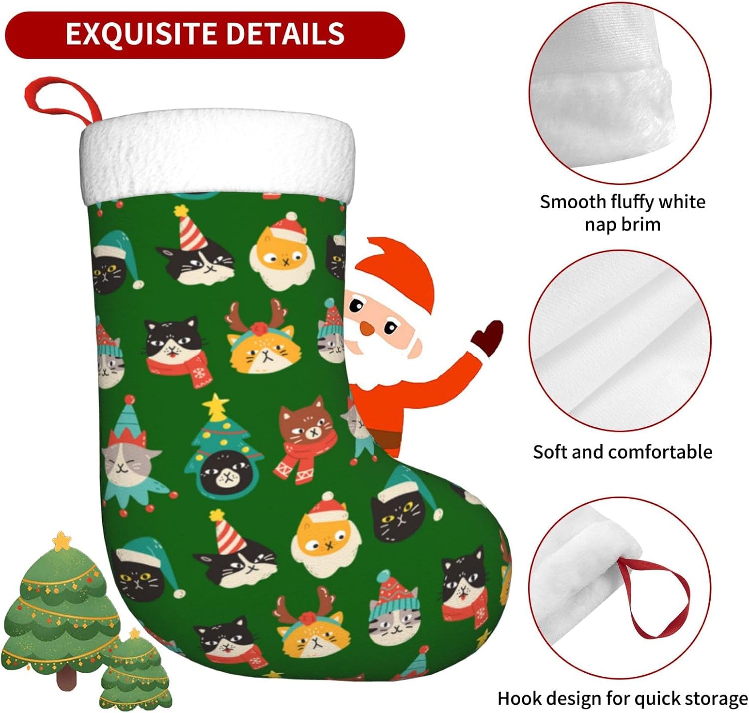 لطيف القطط الأخضر عيد الميلاد  - مراجعة Christmas Stocking Hanging وسعره